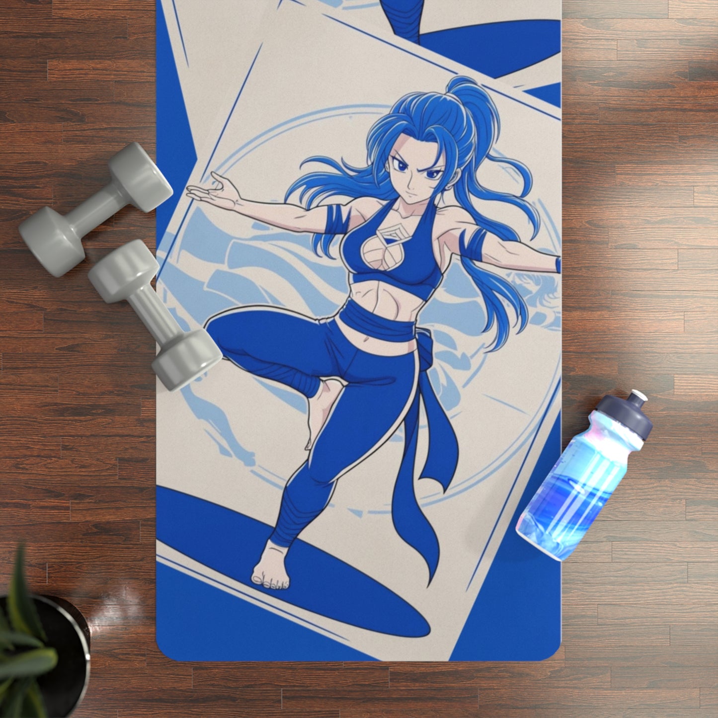 Natural rubber yoga mat with colorful anime pattern