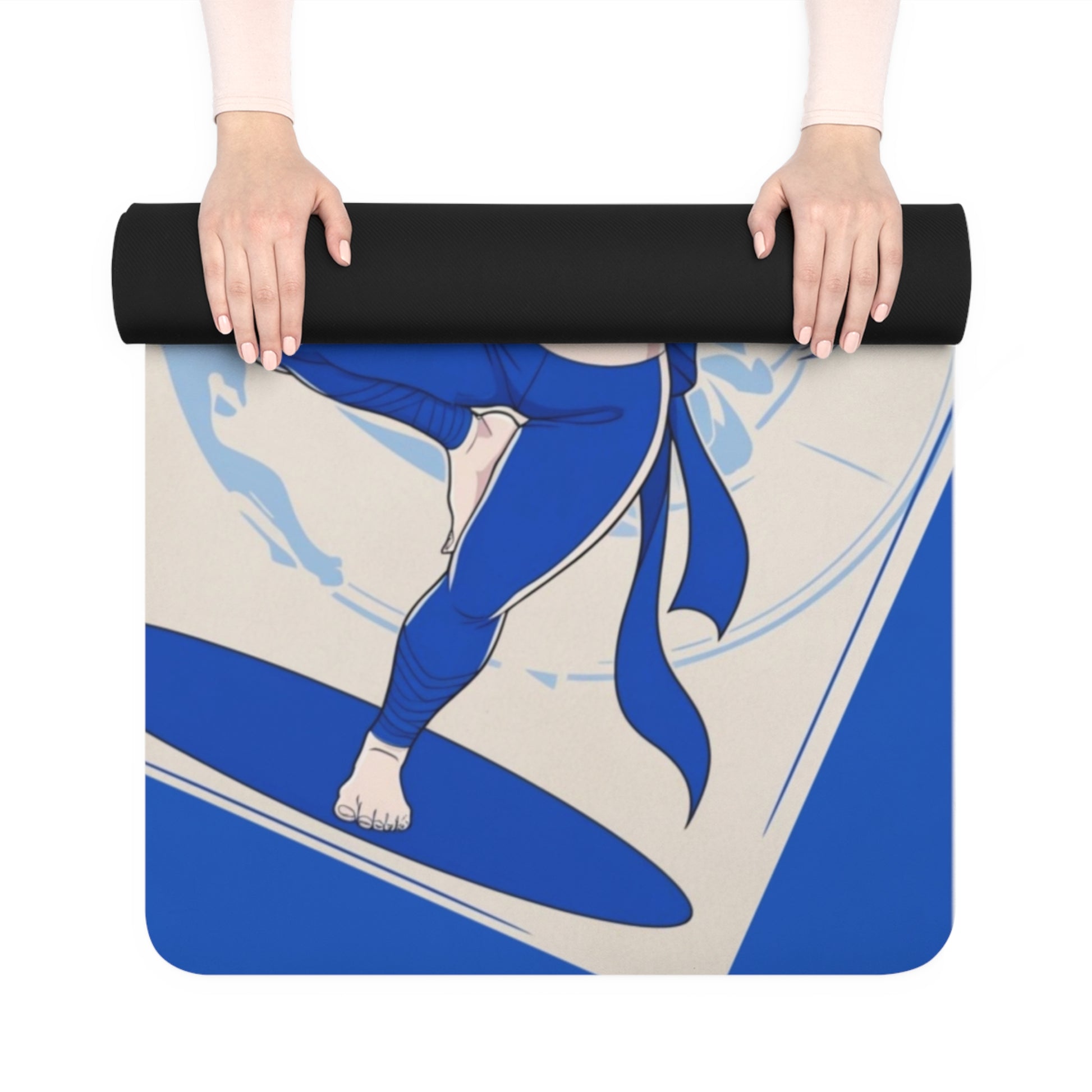 Natural rubber yoga mat with colorful anime pattern